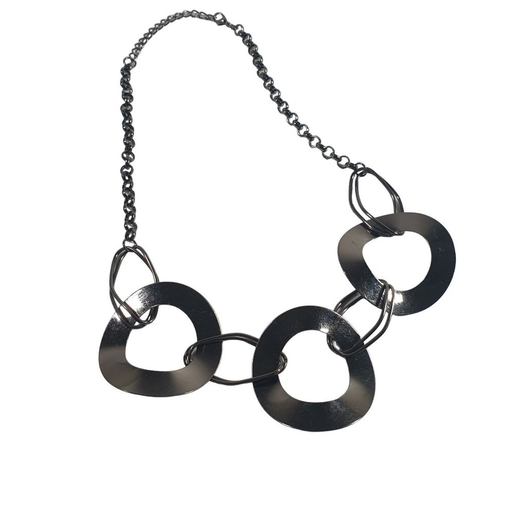 Modern Mechanics Women Necklace Jewelry 18" Length Metal Loop Costume Gray